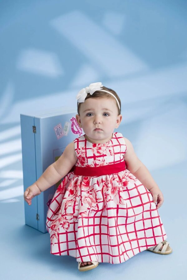 VESTIDO FESTA ESTAMPADO COM LACO APLICADO
